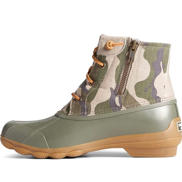 SPERRY TOP-SIDER Syren Gulf Camo Duck Toe Boot, Rain Boot, Green Camo, 10 - Picture 3 of 10